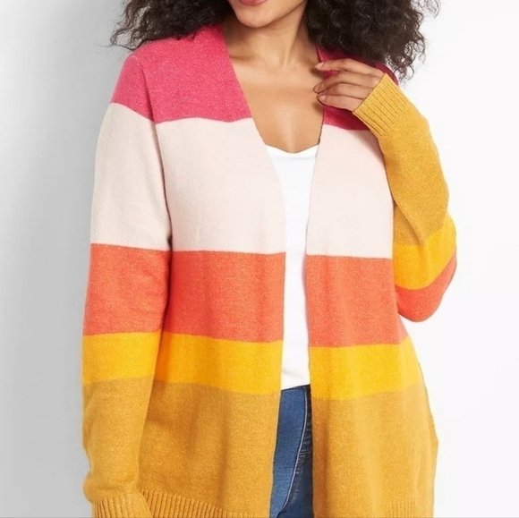 NEW! LANE BRYANT Striped Open Front Cardigan Sweater 18-20. - Picture 1 of 6
